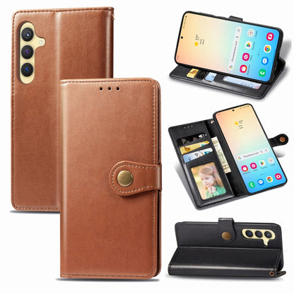 Retro Solid Color Buckle Leather Phone Case, For Samsung Galaxy S24+ 5G, For Samsung Galaxy S24 5G, For Samsung Galaxy A34 5G, For Samsung Galaxy A54 5G