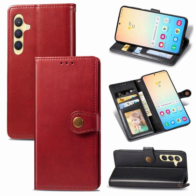 Retro Solid Color Buckle Leather Phone Case, For Samsung Galaxy S24+ 5G, For Samsung Galaxy S24 5G, For Samsung Galaxy A34 5G, For Samsung Galaxy A54 5G
