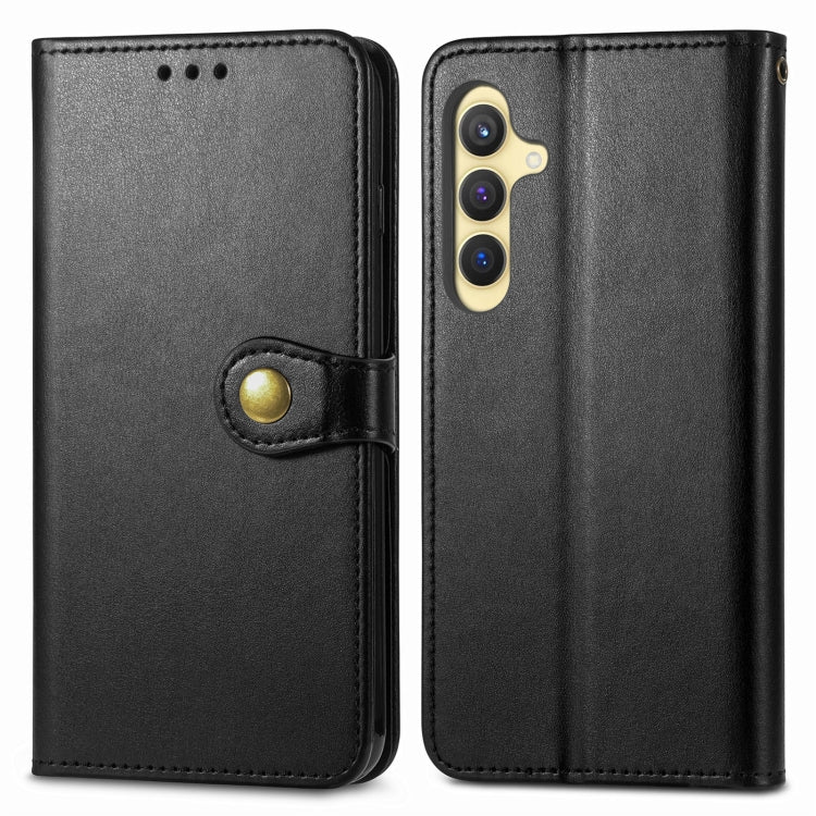 Retro Solid Color Buckle Leather Phone Case, For Samsung Galaxy S24+ 5G, For Samsung Galaxy S24 5G, For Samsung Galaxy A34 5G, For Samsung Galaxy A54 5G