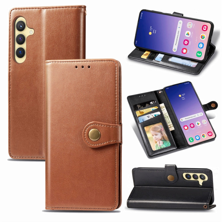 Retro Solid Color Buckle Leather Phone Case, For Samsung Galaxy S24+ 5G, For Samsung Galaxy S24 5G, For Samsung Galaxy A34 5G, For Samsung Galaxy A54 5G