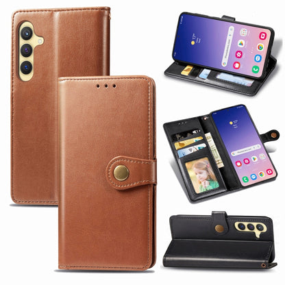 Retro Solid Color Buckle Leather Phone Case, For Samsung Galaxy S24+ 5G, For Samsung Galaxy S24 5G, For Samsung Galaxy A34 5G, For Samsung Galaxy A54 5G