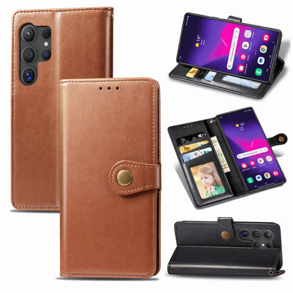 Retro Solid Color Buckle Leather Phone Case, For Samsung Galaxy S25 5G, For Samsung Galaxy S25+ 5G, For Samsung Galaxy S25 Ultra 5G, For Samsung Galaxy S24 Ultra 5G