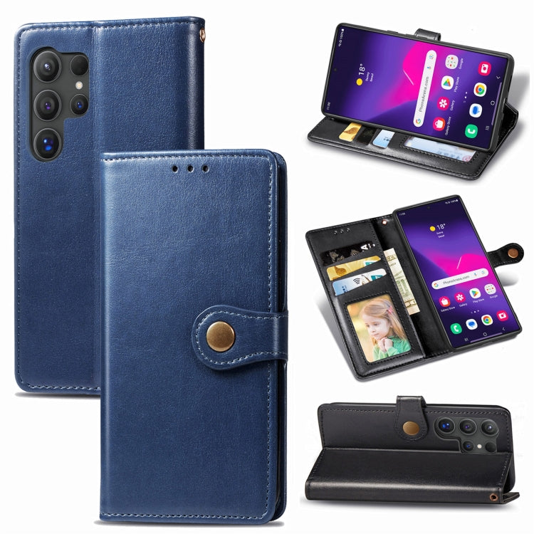 Retro Solid Color Buckle Leather Phone Case, For Samsung Galaxy S25 5G, For Samsung Galaxy S25+ 5G, For Samsung Galaxy S25 Ultra 5G, For Samsung Galaxy S24 Ultra 5G