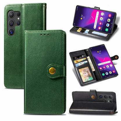 Retro Solid Color Buckle Leather Phone Case, For Samsung Galaxy S25 5G, For Samsung Galaxy S25+ 5G, For Samsung Galaxy S25 Ultra 5G, For Samsung Galaxy S24 Ultra 5G