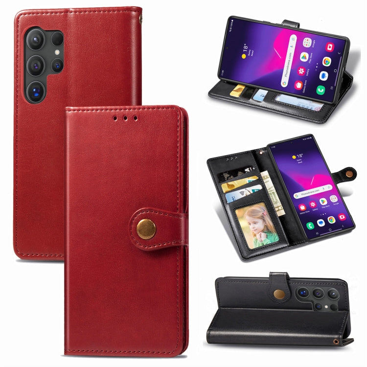 Retro Solid Color Buckle Leather Phone Case, For Samsung Galaxy S25 5G, For Samsung Galaxy S25+ 5G, For Samsung Galaxy S25 Ultra 5G, For Samsung Galaxy S24 Ultra 5G