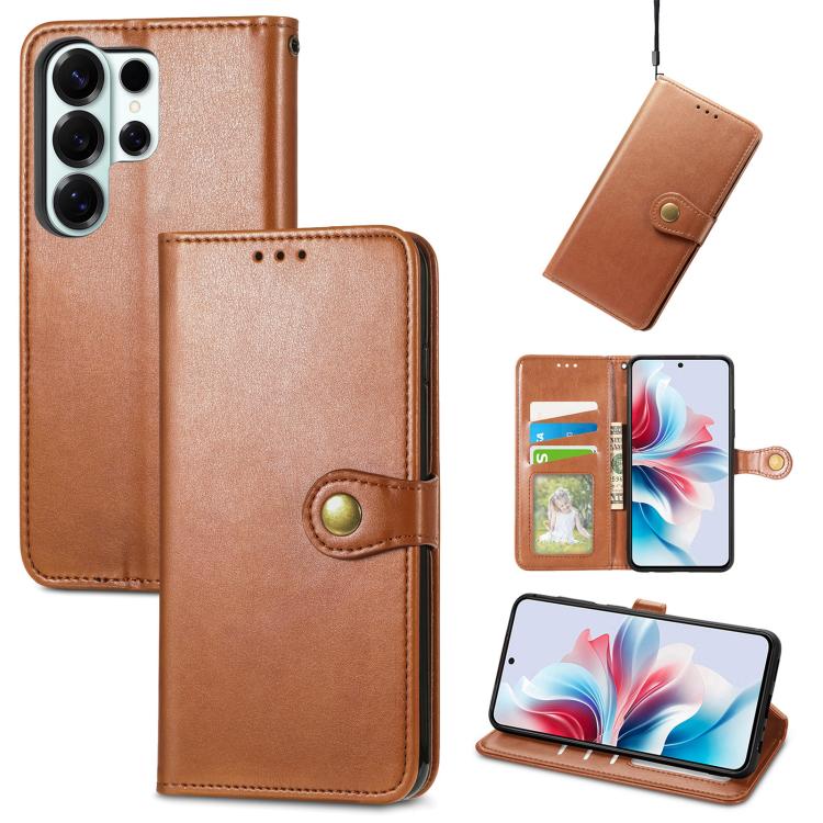 Retro Solid Color Buckle Leather Phone Case, For Samsung Galaxy S26+ 5G, For Samsung Galaxy S26 Ultra 5G, For Samsung Galaxy S26 5G, For Samsung Galaxy A27 5G
