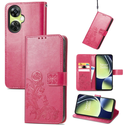 Four-leaf Clasp Embossed Buckle Leather Phone Case