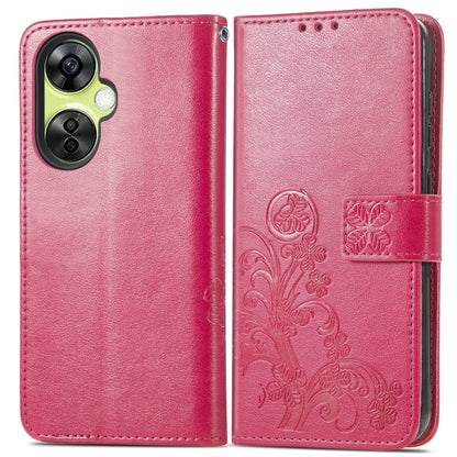 Four-leaf Clasp Embossed Buckle Leather Phone Case