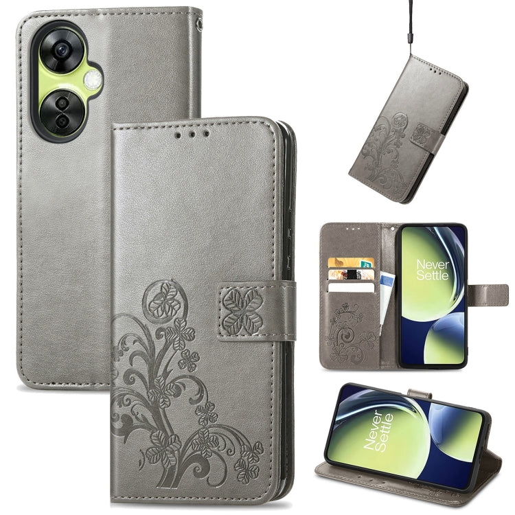 Four-leaf Clasp Embossed Buckle Leather Phone Case