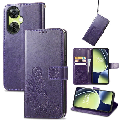 Four-leaf Clasp Embossed Buckle Leather Phone Case