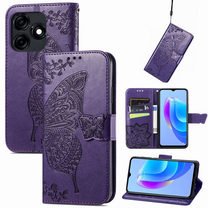 Butterfly Love Flower Embossed Leather Phone Case