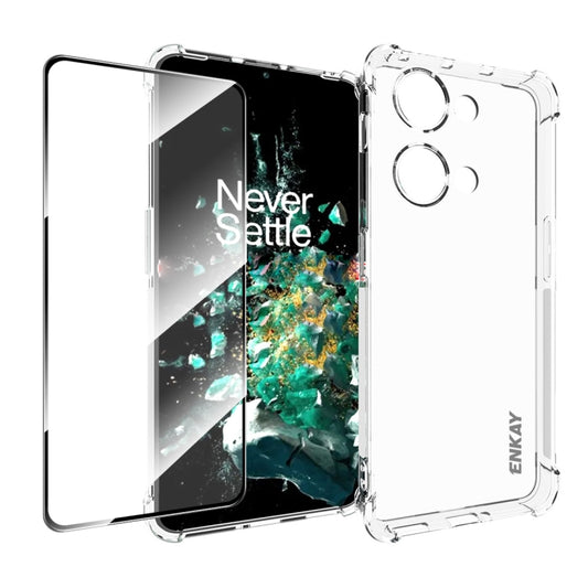 ENKAY Hat-Prince Transparent TPU Shockproof Phone Case with Glass Film, For OnePlus Ace 2V 5G