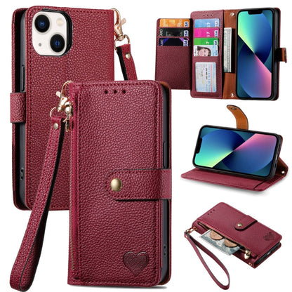 Love Zipper Lanyard Leather Phone Case, For iPhone 13 mini, For iPhone 12 mini, For iPhone 12 Pro Max, For iPhone 11 Pro Max
