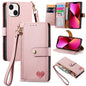 Love Zipper Lanyard Leather Phone Case