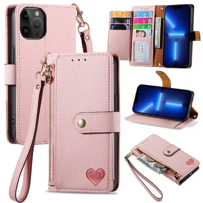 Love Zipper Lanyard Leather Phone Case