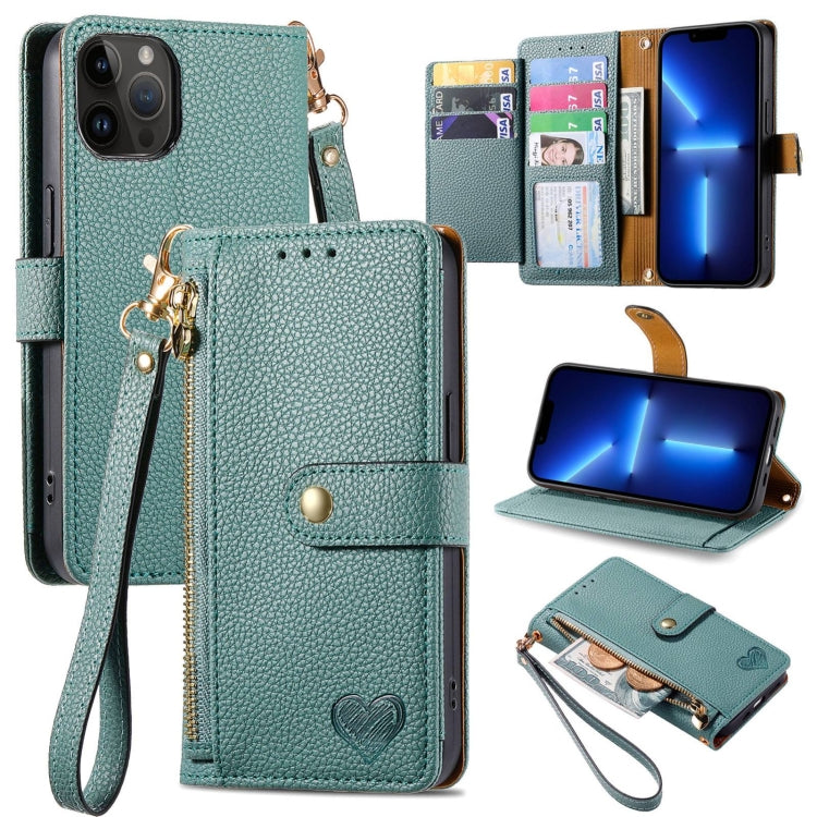Love Zipper Lanyard Leather Phone Case