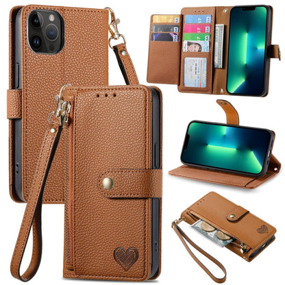 Love Zipper Lanyard Leather Phone Case