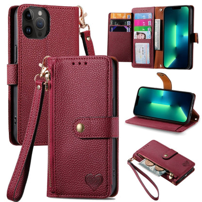 Love Zipper Lanyard Leather Phone Case
