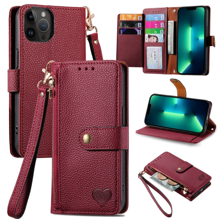 Love Zipper Lanyard Leather Phone Case, For iPhone 14 Pro Max, For iPhone 7 / 8 / SE 2022, For iPhone 13 Pro Max, For iPhone 13 Pro