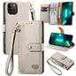 Love Zipper Lanyard Leather Phone Case