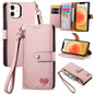 Love Zipper Lanyard Leather Phone Case, For iPhone 13 mini, For iPhone 12 mini, For iPhone 12 Pro Max, For iPhone 11 Pro Max