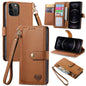 Love Zipper Lanyard Leather Phone Case, For iPhone 13, For iPhone 12 / 12 Pro, For iPhone 12 Pro Max, For iPhone 11 Pro Max