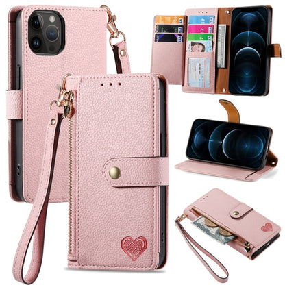 Love Zipper Lanyard Leather Phone Case, For iPhone 13 mini, For iPhone 12 mini, For iPhone 12 Pro Max, For iPhone 11 Pro Max