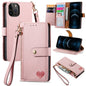 Love Zipper Lanyard Leather Phone Case, For iPhone 13 mini, For iPhone 12 mini, For iPhone 12 Pro Max, For iPhone 11 Pro Max