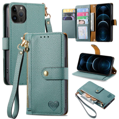 Love Zipper Lanyard Leather Phone Case, For iPhone 13 mini, For iPhone 12 mini, For iPhone 12 Pro Max, For iPhone 11 Pro Max