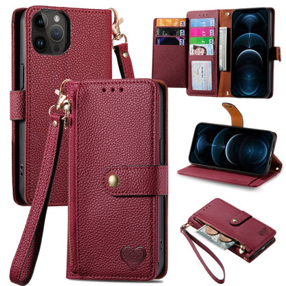 Love Zipper Lanyard Leather Phone Case, For iPhone 13 mini, For iPhone 12 mini, For iPhone 12 Pro Max, For iPhone 11 Pro Max