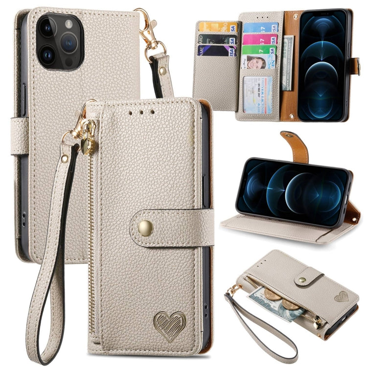 Love Zipper Lanyard Leather Phone Case, For iPhone 13 mini, For iPhone 12 mini, For iPhone 12 Pro Max, For iPhone 11 Pro Max