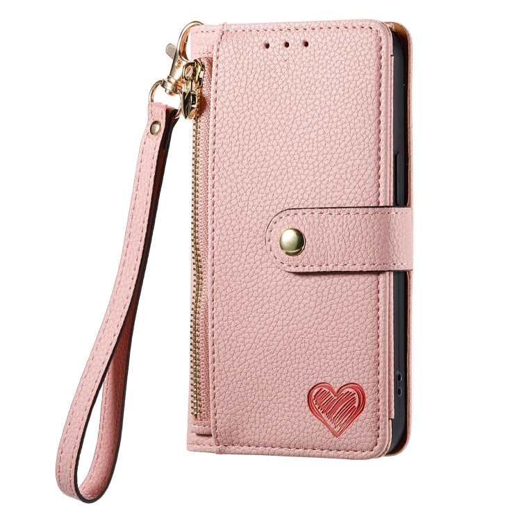 Love Zipper Lanyard Leather Phone Case, For iPhone 11, For iPhone 11 Pro, For iPhone X / XS, For iPhone XR