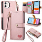 Love Zipper Lanyard Leather Phone Case, For iPhone 11, For iPhone 11 Pro, For iPhone X / XS, For iPhone XR