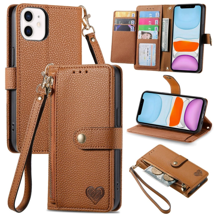 Love Zipper Lanyard Leather Phone Case, For iPhone 11, For iPhone 11 Pro, For iPhone XR, For iPhone XS Max