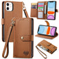 Love Zipper Lanyard Leather Phone Case, For iPhone 11, For iPhone 11 Pro, For iPhone X / XS, For iPhone XR