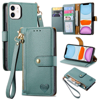 Love Zipper Lanyard Leather Phone Case, For iPhone 11, For iPhone 11 Pro, For iPhone XR, For iPhone XS Max