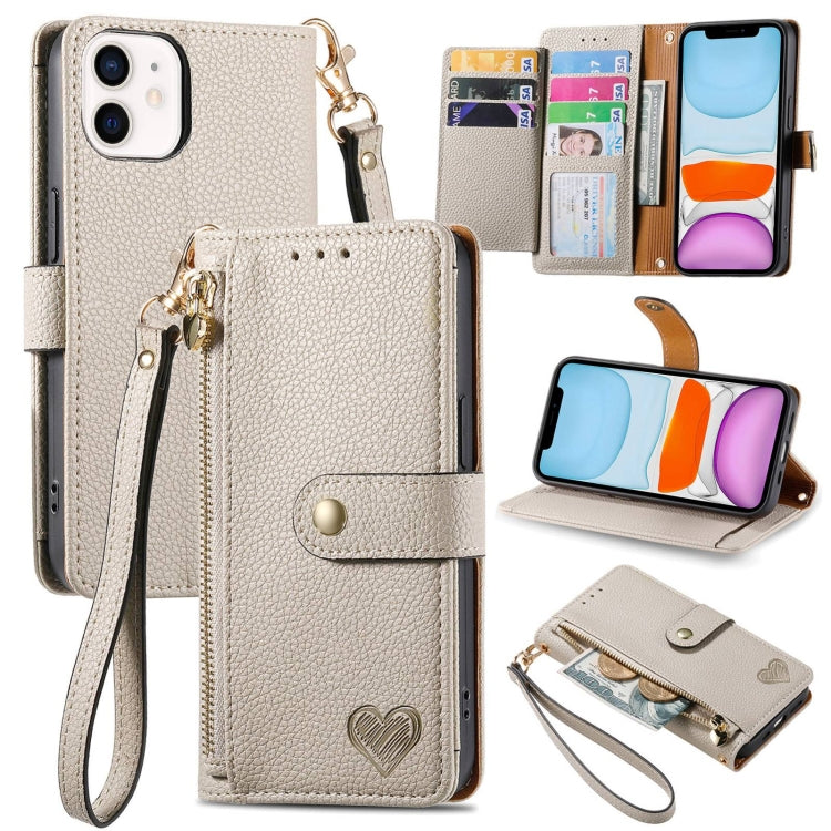 Love Zipper Lanyard Leather Phone Case, For iPhone 11, For iPhone 11 Pro, For iPhone XR, For iPhone XS Max