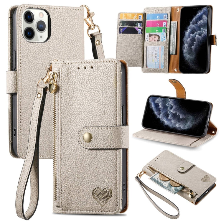 Love Zipper Lanyard Leather Phone Case, For iPhone 11, For iPhone 11 Pro, For iPhone XR, For iPhone XS Max