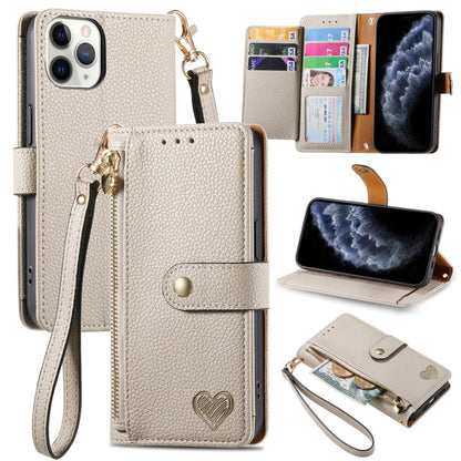Love Zipper Lanyard Leather Phone Case, For iPhone 11, For iPhone 11 Pro, For iPhone X / XS, For iPhone XR