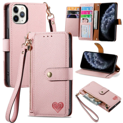 Love Zipper Lanyard Leather Phone Case, For iPhone 13, For iPhone 12 / 12 Pro, For iPhone 12 Pro Max, For iPhone 11 Pro Max