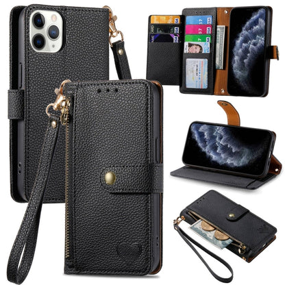 Love Zipper Lanyard Leather Phone Case, For iPhone 13, For iPhone 12 / 12 Pro, For iPhone 12 Pro Max, For iPhone 11 Pro Max