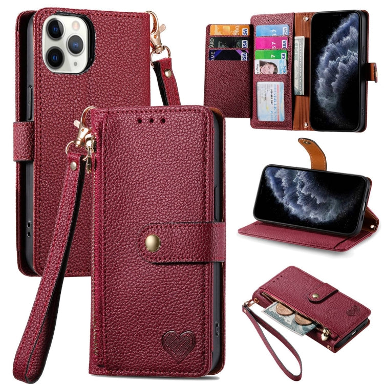Love Zipper Lanyard Leather Phone Case, For iPhone 13 mini, For iPhone 12 mini, For iPhone 12 Pro Max, For iPhone 11 Pro Max