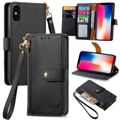 Love Zipper Lanyard Leather Phone Case, For iPhone 7 / 8 / SE 2022, For iPhone 12 / 12 Pro, For iPhone X / XS, For iPhone 7 Plus / 8 Plus