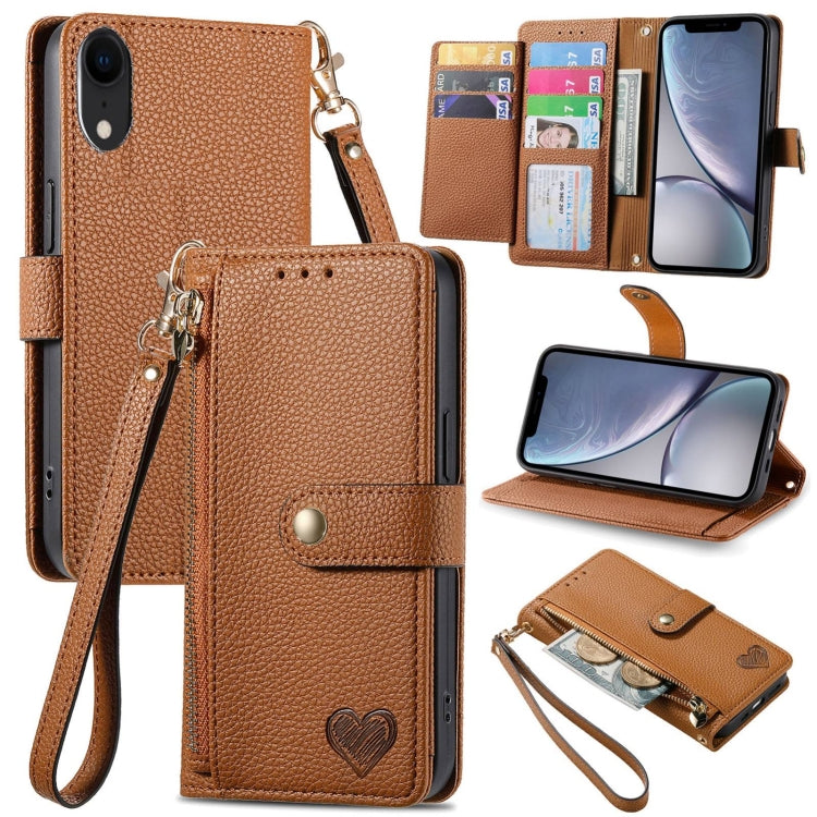 Love Zipper Lanyard Leather Phone Case, For iPhone 11, For iPhone 11 Pro, For iPhone XR, For iPhone XS Max