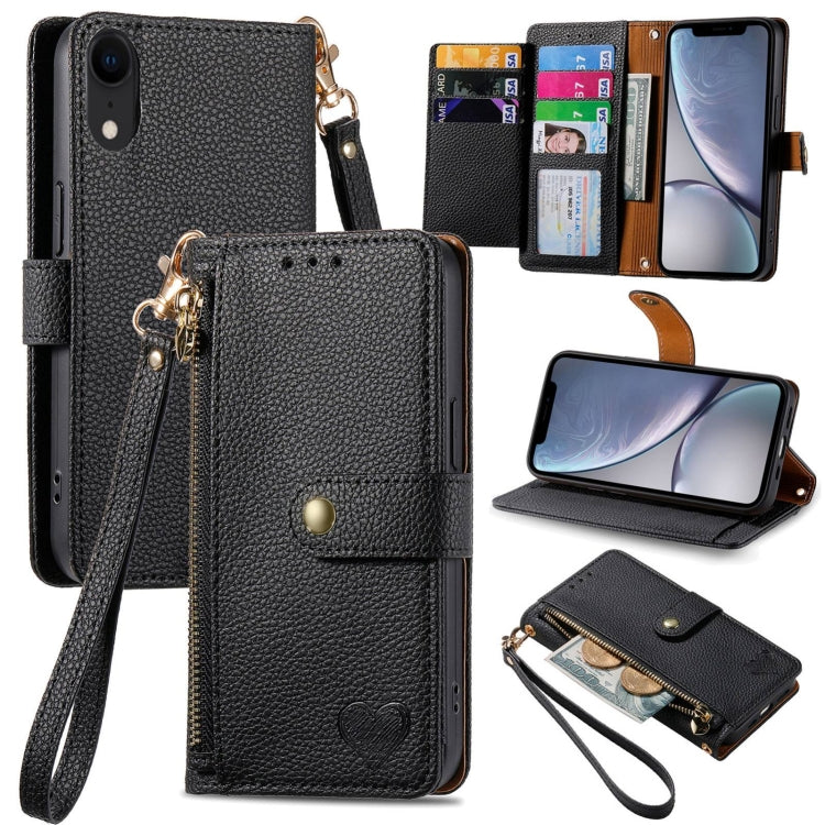 Love Zipper Lanyard Leather Phone Case, For iPhone 11, For iPhone 11 Pro, For iPhone XR, For iPhone XS Max