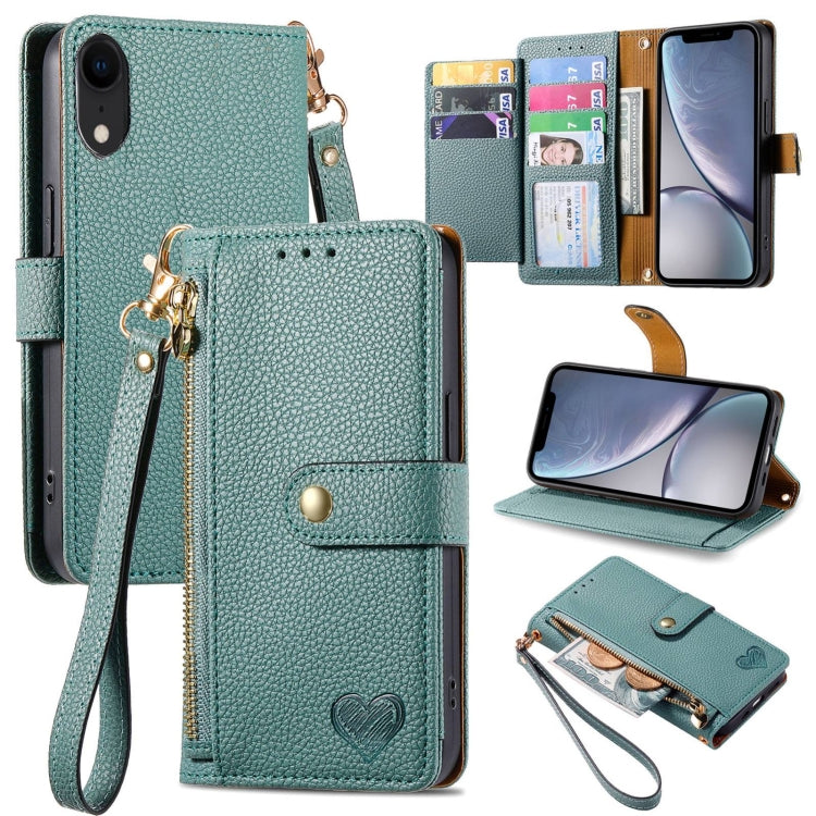 Love Zipper Lanyard Leather Phone Case, For iPhone 11, For iPhone 11 Pro, For iPhone XR, For iPhone XS Max