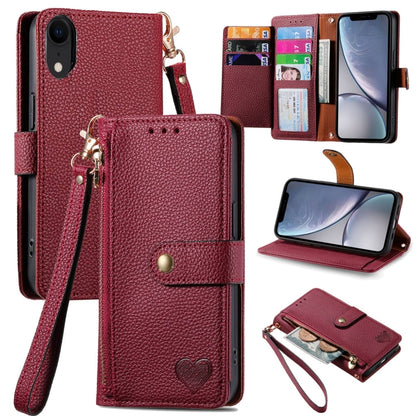 Love Zipper Lanyard Leather Phone Case, For iPhone 11, For iPhone 11 Pro, For iPhone XR, For iPhone XS Max