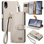 Love Zipper Lanyard Leather Phone Case, For iPhone 11, For iPhone 11 Pro, For iPhone X / XS, For iPhone XR