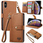 Love Zipper Lanyard Leather Phone Case, For iPhone 11, For iPhone 11 Pro, For iPhone XR, For iPhone XS Max