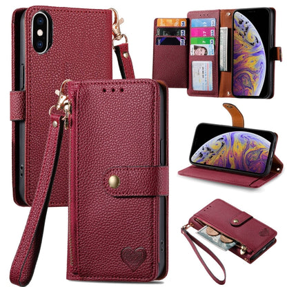 Love Zipper Lanyard Leather Phone Case, For iPhone 11, For iPhone 11 Pro, For iPhone XR, For iPhone XS Max